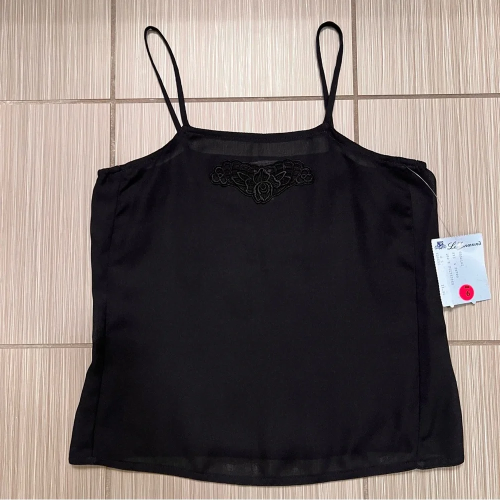 Vintage black cami camisole tank top‎ lingerie XS 70s 80s NWT - Picture 6 of 10